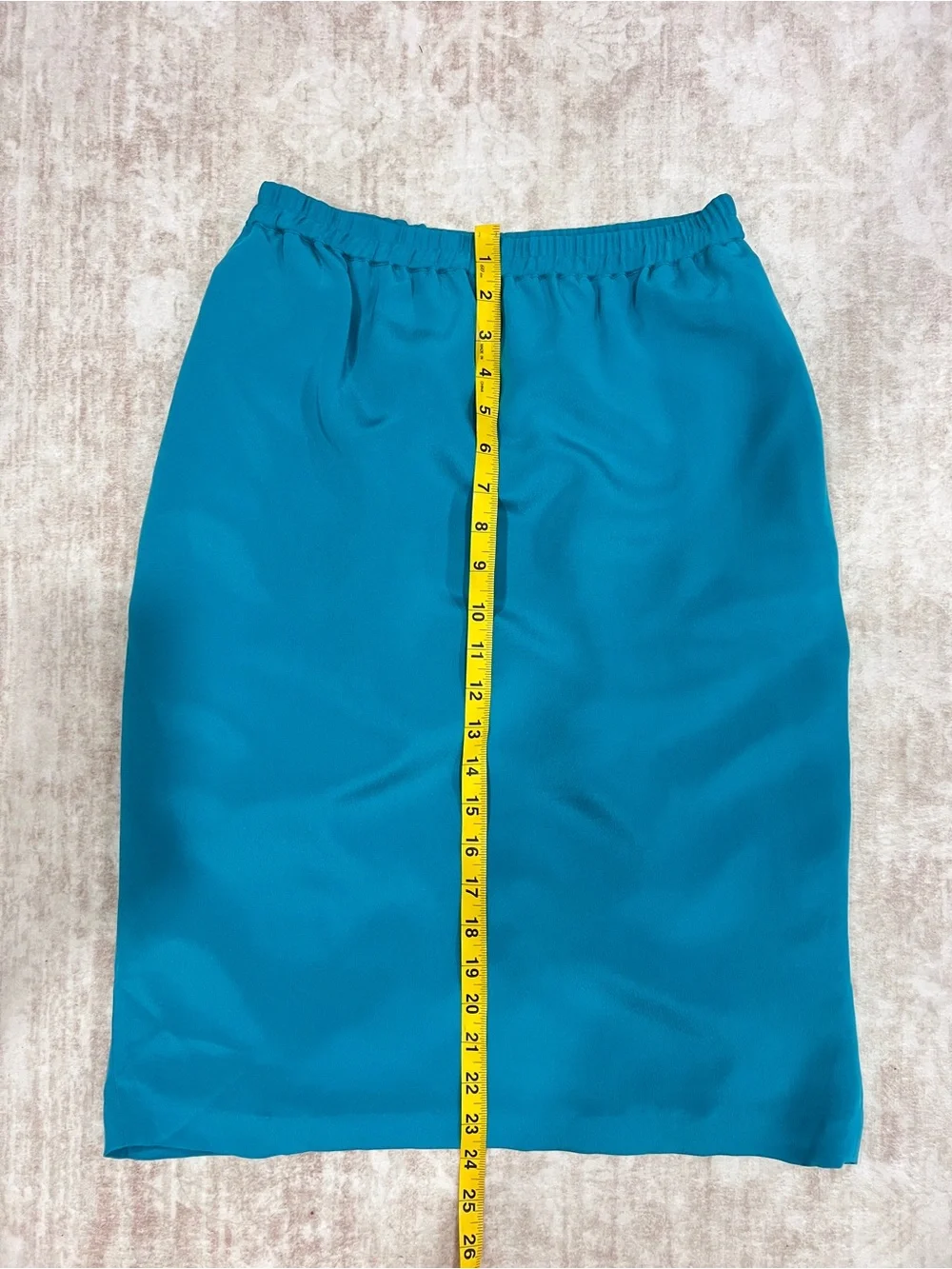Vintage Adrianna Papell 100% Silk Teal Midi Skirt Pockets 6